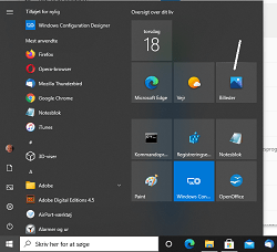 snapshot af min Windows start menu