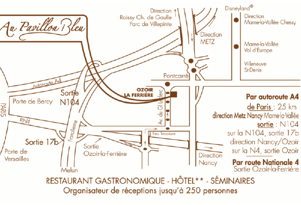 Her er et kort over hvordan I selv kan komme frem til hotellet fra Paris. Kortet er hentet direkte fra hotellets hjemmeside. Vi anbefaler varmt stedet... :-)